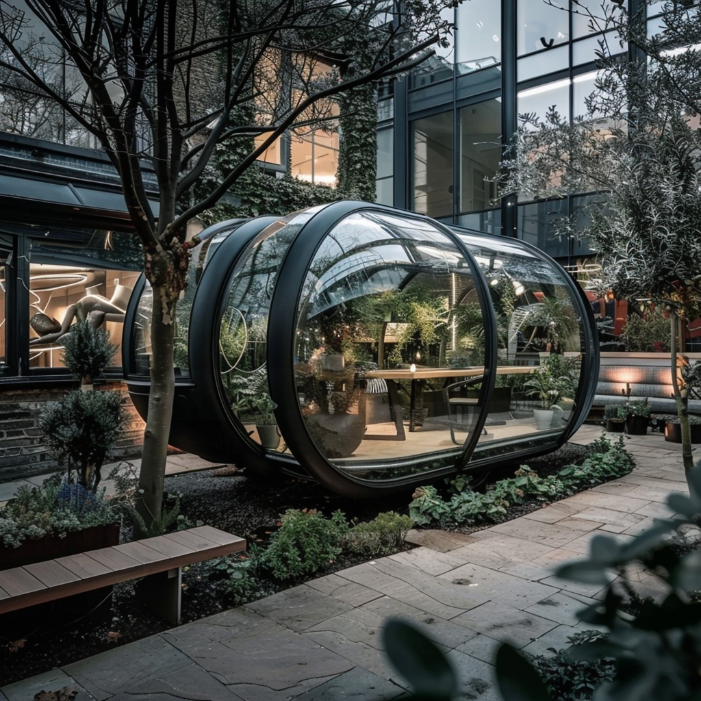 Garden POD as a quiet room inside an office courtyard.