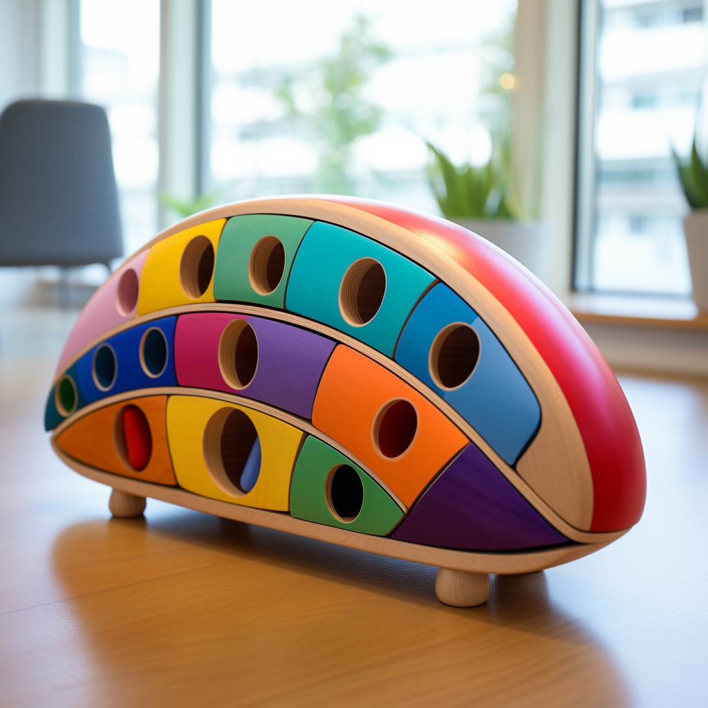 Rainbow pod puzzle with stackable arches.
