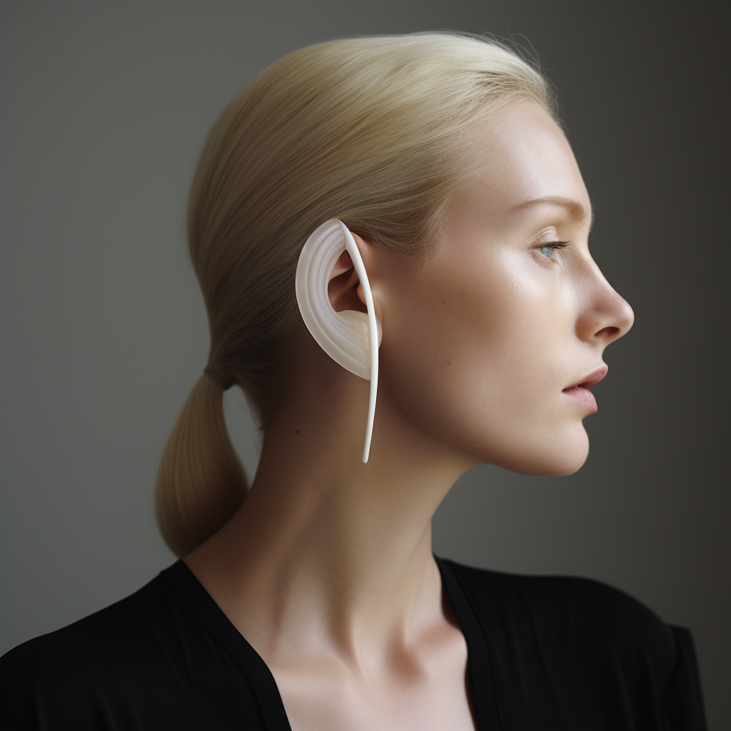 Vertical line following the curve of the ear.